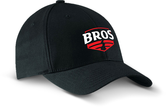 Large black baseball cap with Bros logo